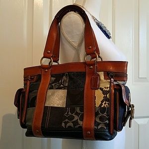 Coach limited edition denim patchwork bag (#10002)